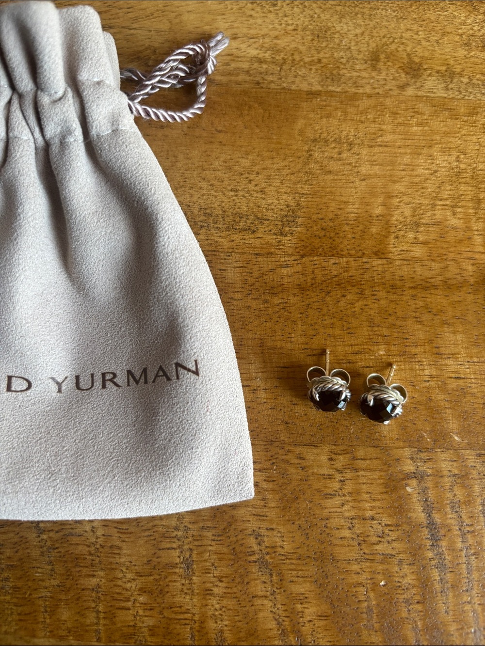 David Yurman Sterling Cable Stud Earrings with Black Onyx. - Picture 2 of 3